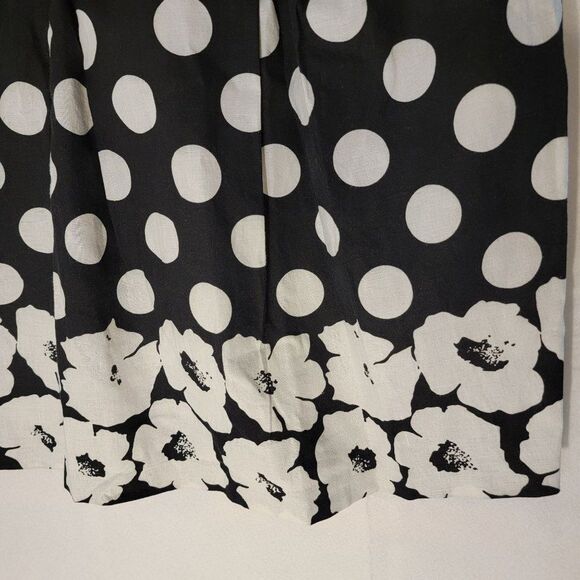 Modcoth Fever London Linen Sleeveless Midi Dress Womens 8 Polka Dot Black White - Picture 5 of 13